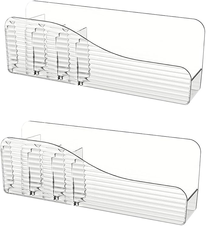 Bathroom Medicine Cabinet Organizer Set, Narrow Compact Makeup Shelves Holder for Lipstick, Cosmetic, 2 Pcs Trays for Cabinet Door Wall, Vanity - Clear