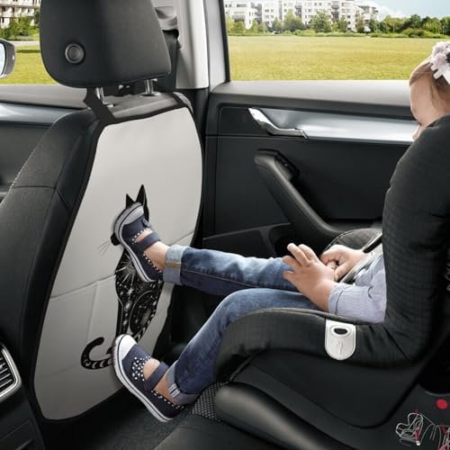 Car Seats Back Protector 2 PCS - Galaxy Cat | with 3 Storage Pockets, Shield Seats From Dirt, Mud Scratches, Fits Cars SUVs Trucks and Jeeps