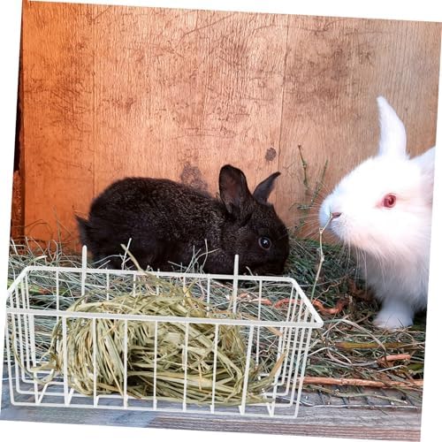 UKCOCO Wear Resistant Rabbit Feeder Rack Hanging Hay Holder with Hook for Cage Convenient Small Portable Bunny Feeder for Clean Organized Food Storage and Easy to Clean Hay Rack for