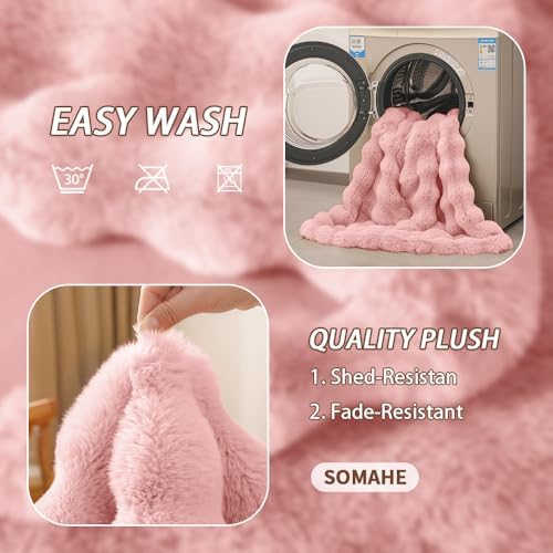 SOMAHE Soft Faux Fur Cat Blanket, Washable, Small 22x18 Soft Pink