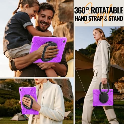 Rugged Protective Case Compatible with Samsung Galaxy Tab A11 Plus/A11 + 11" 2023 SM-X230, Military-Grade Shockproof Cover with 360° Rotating Stand & Built-in Screen Protector (Purple)