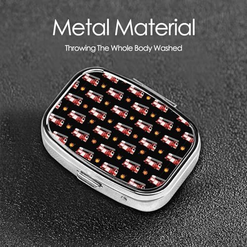 Custom Pill Box Engraved Medicine Organizer Personalized Gifts Pharmacist Nurse Retirement Present, Fire Fighters Red Fire Truck Cartoon