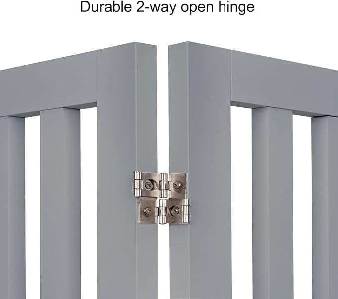 unipaws 36”H Free Standing Pet Gate for Dog Cat, 40”Wide Wooden Dog Gates | Foldable Pet Fence for Doorway, Stairs, Step, Expandable Doggy Barrier, Indoor Use