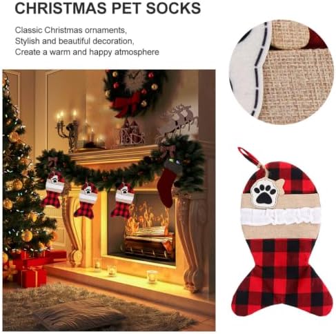 Mikikit Cloth Christmas Decorative Pouch Gift Present Stocking Bag Pet | Lovely Design for Walls and Restaurants, Storage and Multi-purpose Use, Practical Holiday Accent for Gifts