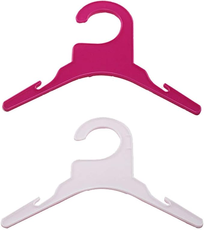 Pet Clothing Hanger, 10PCS Plastic Anti-Skid Dog Puppy Cat Clothes Clothing Rack for Small Animals (Pink, L)