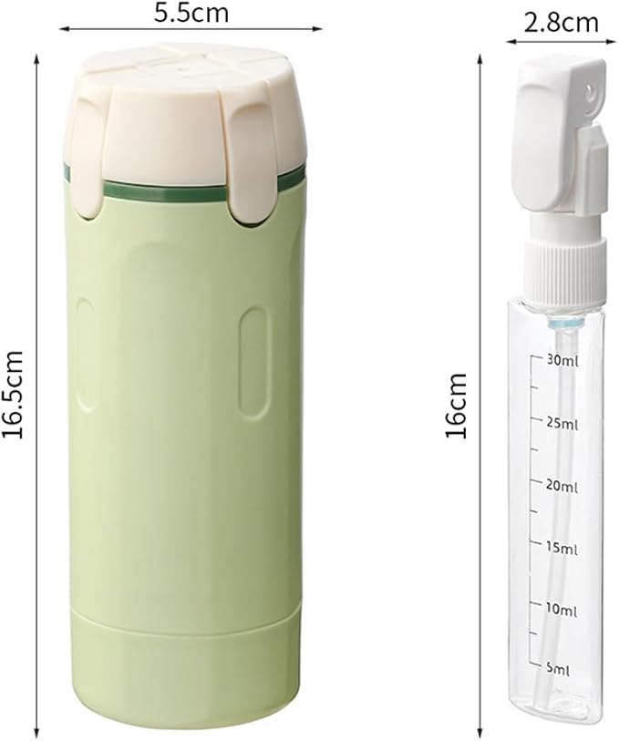 4 In 1 Travel Dispenser Bottle,With 4 Pack 30ml Travel Bottles,Refillable & Leak Proof Portable Toiletry Containers With Scale Label,For Shampoo Lotion Conditioner Soap Cream (GREEN)