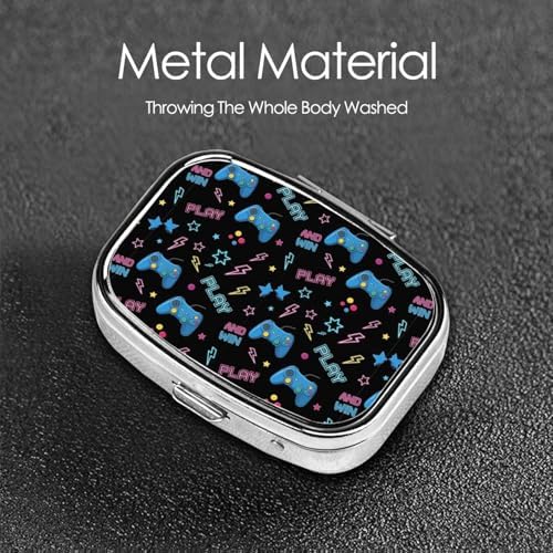 Discreet Pill Organizer Mini Pocket Case Medication Holder Business Meeting Concealed Carry, Video Gamers Video Game Blue