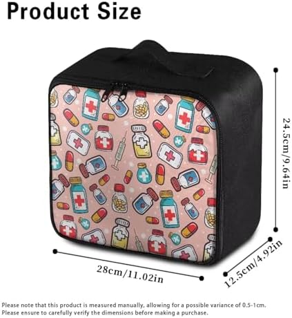 Medicine Pattern First Aid Bag Empty Small Medical Bag Empty Travel First Aid Pouch Bag Medical Supply Bag for Hiking Camping Car College Dorm Travel Home