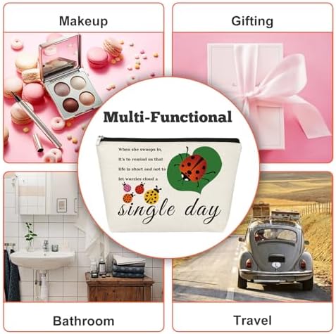 Ladybug Lover Gift Ladybug Makeup Bag Good Luck Ladybugs Gift for Women Inspirational Friendship Gift for Friends Lady Bug Cosmetic Bag Birthday Christmas Gift for Girls Daughter Travel Toiletry Pouch