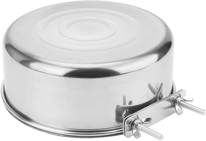 Wontee Pet Food Water Bowl Stainless Steel Feeding Cups Feeder, 2 Pcs, XL | Rust-proof, securely mounted to prevent tipping, removable for easy refilling and cleaning, for dogs/cats/birds/rabbits