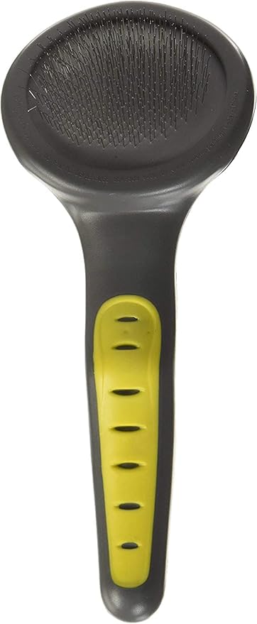 JW Pet Gripsoft Dog Soft Pin Slicker Brush with Non-Slip Rubber Grip (Angled Stainless Steel Tines) Small