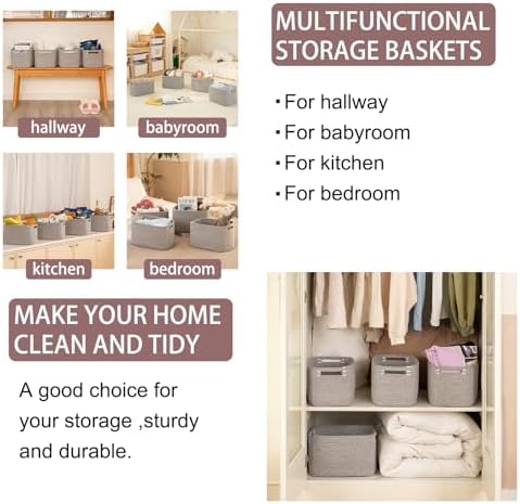 OIAHOMY 4 Pack Storage Baskets for Organizing 24L Cube Storage Bins Grey