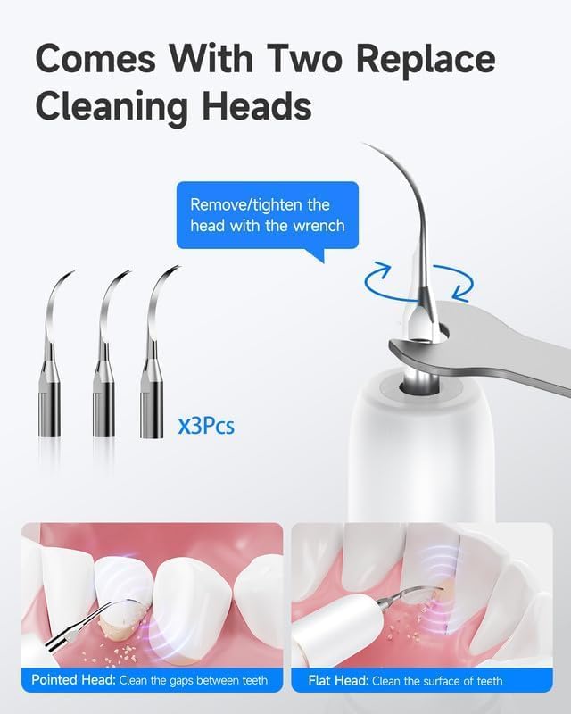 RELACS 7000 Plaque Remover for Teeth, Tartar Remover for Teeth, Dental Calculus Remover, Teeth Cleaning Kit 5 Speed Modes with 3 Replaceable Heads, with LED Light.