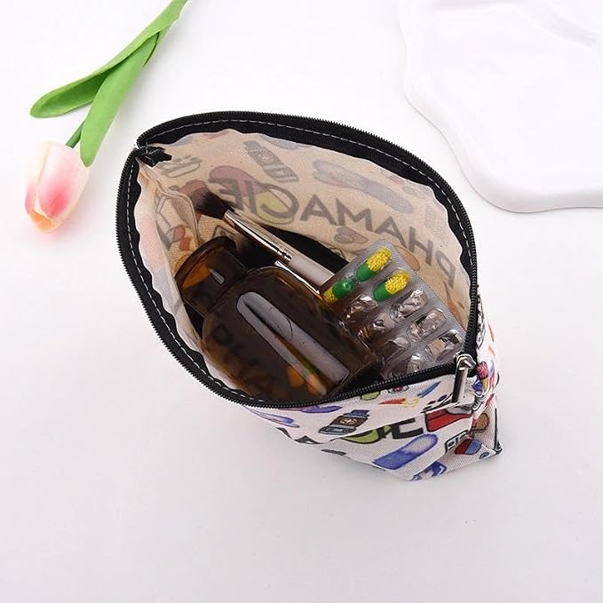 Pharmacy Technician Makeup Bag Pharmacist Graduation Retirement Appreciation Gifts Pharmacy Medication Storage Pharmacist Student Essentials Medical Zip Bag Travel Pharmacie Toiletry Cosmetic Pouch