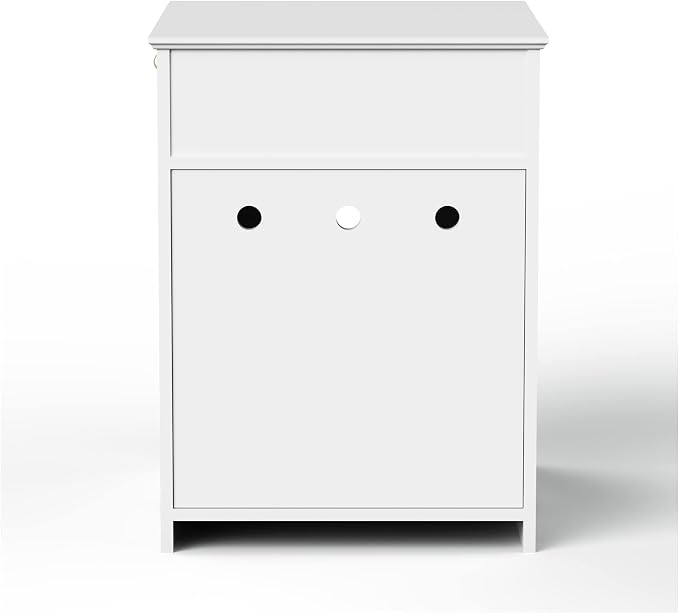 NicBex Cat Litter Box Enclosure with Drawer and Single Door Hidden Litter Box Furniture Pet Crate Covered Nightstand,Night Stand Cat House Indoor,White,18.9'' W