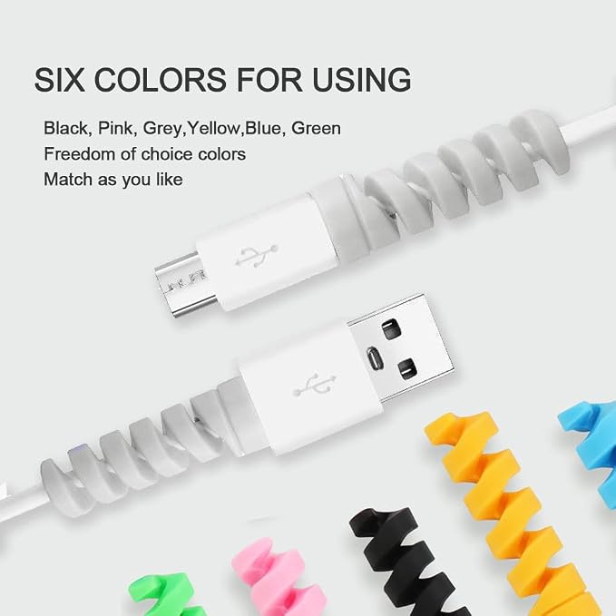 30 Pack Silicone Flexible Charger Cable Saver, for iPhone, iPad, iPod Cable