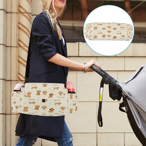 double stroller accessories Poodledogs Dog Puppy White Animal Pet diaper caddy with travel wipes pouching