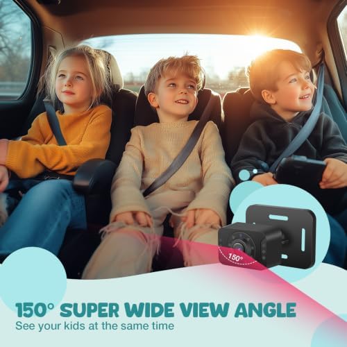 Baby Car Camera with Advanced Night Vision, AHD 1080P 5inch IPS Full View Baby Monitor, Carseat Camera for Kids Infants Rear Facing Mirror, USB Powered, 5inch, Off-White