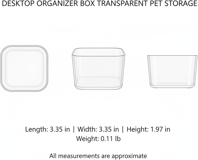 Durable PET Plastic Desktop Organizer, Transparent Storage Bin for Office Desk and Drawer Organization