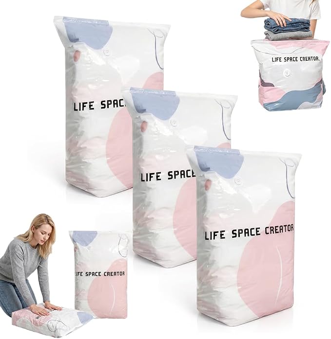 No‑Pump Vacuum Storage Bags, 2026 New Heavy-Duty Press & Seal For Clothes, Press & seal, No Pump Needed, Large Cube Vacuum Seal Bags, Reusable Space Saving Compression Bag (3PCS,100 * 80 * 38CM)