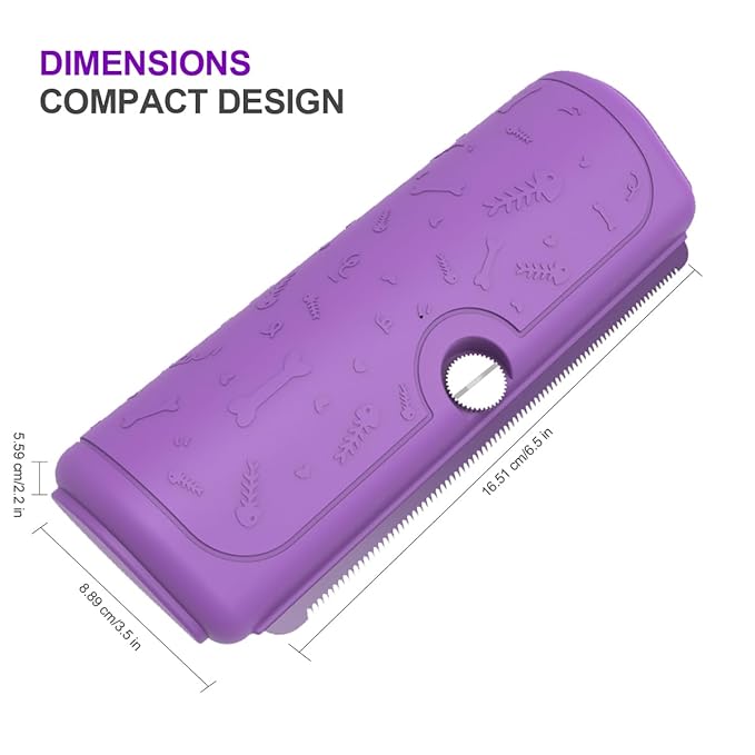 Dog & Cat Deshedding Brush, Dog Hair Brush for Grooming, Undercoat Grooming Tool for Short to Medium and Double Coats, Detachable Stainless Steel Shedding Blade, Ergonomic Non-Slip Handle, Purple