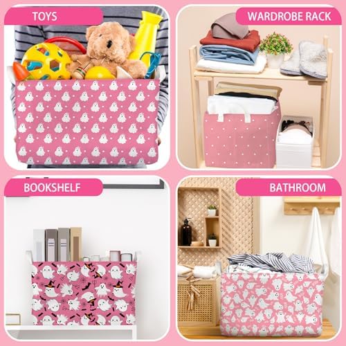 Chunful 4 Pcs Pink Halloween Storage Baskets Cute Ghost Boo Basket