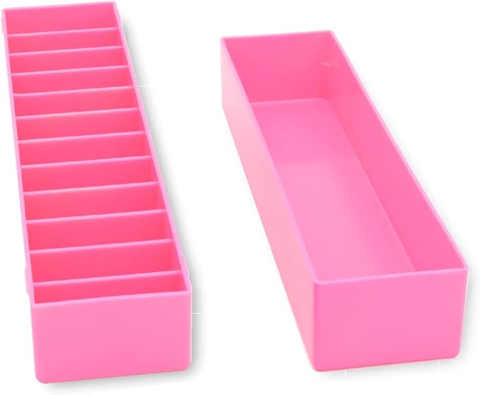 Laube Mini Blade Case Organizer For Clipper Blades - Professional 12 Slot Clipper Blade Caddy (9.25" x 2.25" x 2.25") - Detachable Snap On Lid- Made In The USA - Pink - 2 Pack