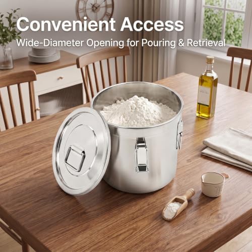 304 Stainless Steel Airtight Canister w/Lid(12L/3.17Gal)