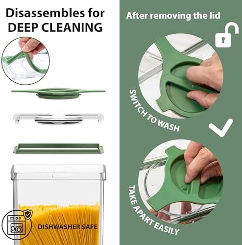Airtight Pantry Storage Container 5 PC Set Twist-Lock Lid, Sand | 0.8qt, 1.9qt ×2, 3qt, 4qt Leakproof Detachable Lid for Easy Cleaning, Cereal, Pasta, Rice, Oats, Snack Storage BPA-free