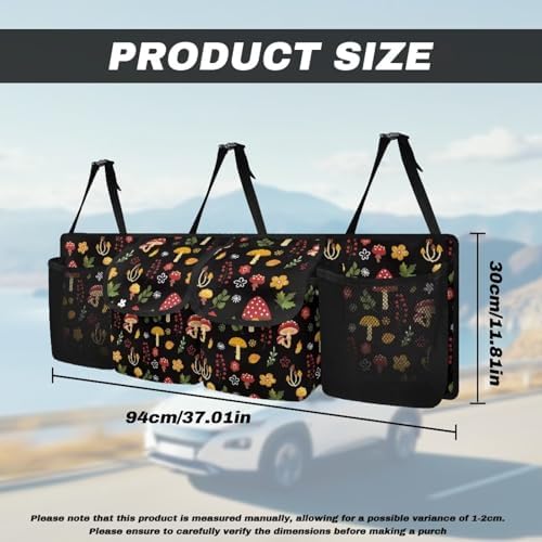 Dreaweet Mushroom Trunk Organizer for Women Cute Car Storage Accessories Interior Back Seat Hanging Organizer with 4 Pockets Collapsible Cargo Storage Bag Auto Organizer for SUV,Truck,Van