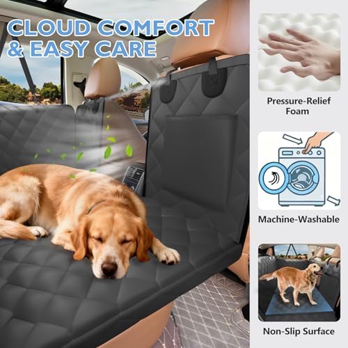 Hard Bottom Dog Car Seat Cover for Back Seat, with Egg Crate Foam