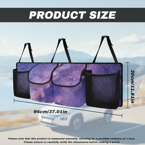 Dreaweet Purple Galaxy Car Trunk Organizer Hanging Back Seat Storage Bag with 4 Pockets,Car Storage Accessories Waterproof Adjustable Large Capacity Collapsible Trunk Organizer for SUV Trucks Sedan