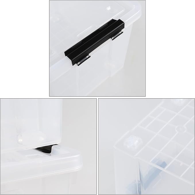 50 Quart Large Clear Plastic Storage Boxes Bin with Lid, 4 Packs | Stackable Plastic Organization Box with Wheels