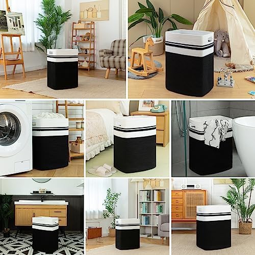 OIAHOMY 91L Laundry Hamper, XXXLarge Collapsible Laundry Basket Black