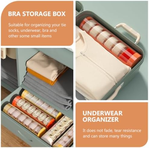 Underwear Drawer Organizer Box with Lid, Multi Grid Pet PP Orange