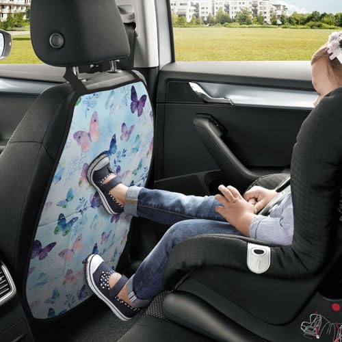 Car Seats Back Protector 2 PCS - Dreaming Butterfly | with 3 Storage Pockets, Shield Seats From Dirt, Mud Scratches, Fits Cars SUVs Trucks and Jeeps