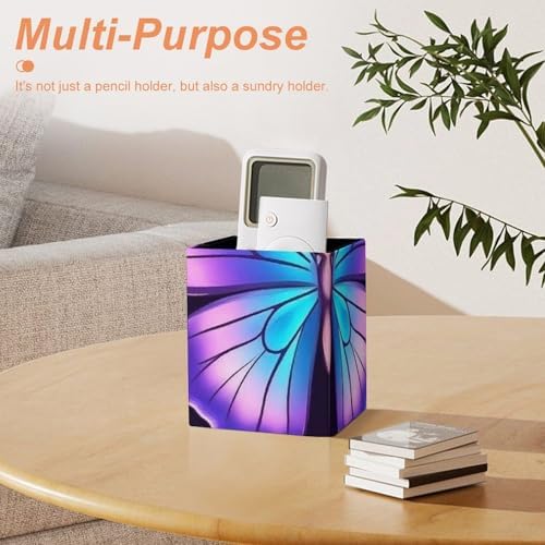 Cute Desktop Stationery Organizer Makeup Brush Cup Magic Moon Moth Mystical Goth Astrology Art Leather Pen Holder