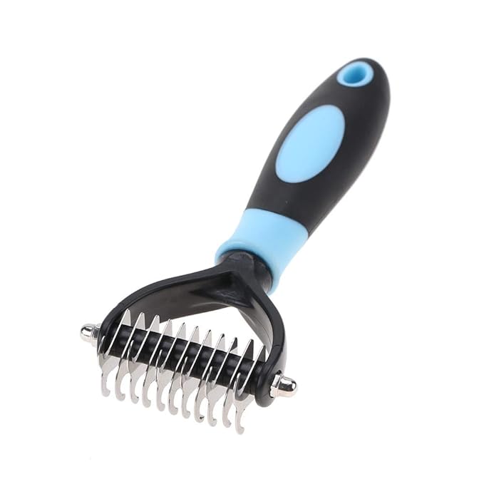 Deshedding Dog Brush, Cat Brush Dog Brush for Shedding Dog Rake Double Sided Undercoat Rake Comb for Detangling, Deshedding Pet Grooming Brush for Small, Medium Dogs and Cats