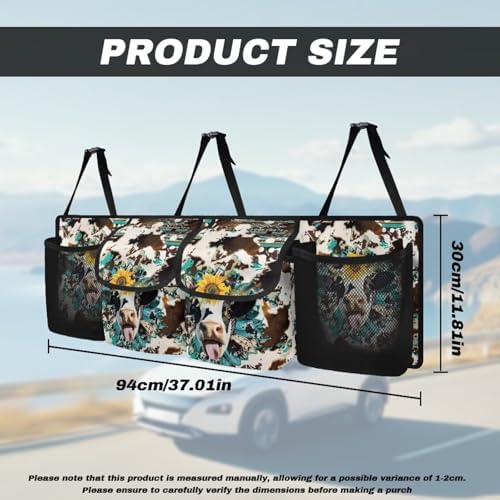 Aztec Cow Hanging Car Trunk Organizer Car Back Seat Storage Bag Auto Cargo Bag Collapsible Auto Interior Accessories for Sedans SUV Jeep Trucks MPV Van
