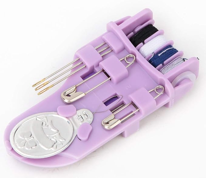 Sewing Tools Kit Mini Sewing Box Mini Sewing Kit Travel Sewing Kit Travel Sewing Box Sewing Thread Organizer Mini Needle and Thread Sewing Tool Set, Needle Thread Scissors Set, Home Use(Purple)