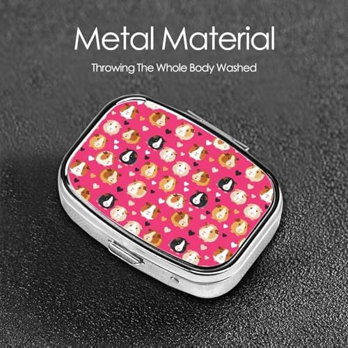 Travel-Sized Pill Organizer Compact Compartment Vitamin Case Cruise Flight Carry-On Must-Have, Love Heart Guinea Pig Pet