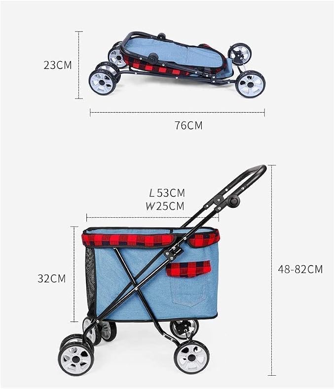 Lightweight Dog Strollers for Small Dogs Prime Dog Stroller Buggy 360° Smooth Front Wheel (Black Blue) (Light Blue)