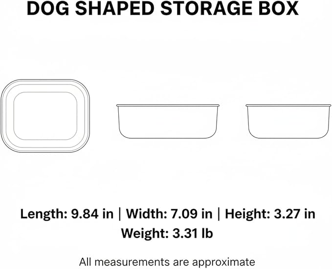 Dog Shaped Storage Bin with Lid and Handle, Decorative PP Plastic Organizer Box for Home, Office, and Craft Supplies