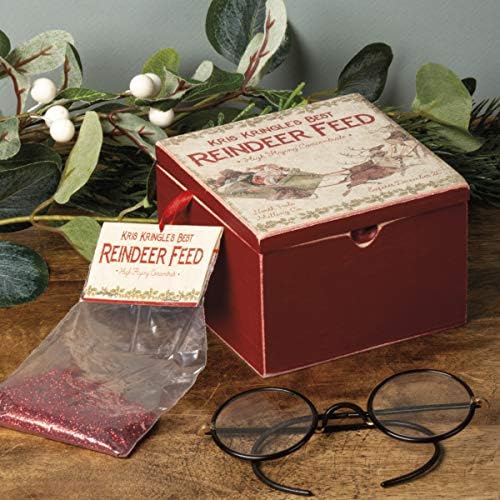 Primitives by Kathy Rustic Christmas Hinged Box, Reindeer Feed