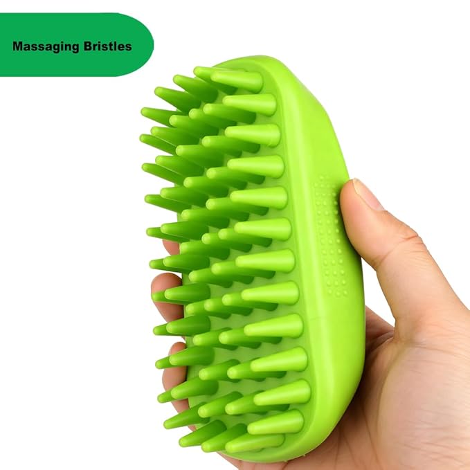 Rubber Curry Brush for Short Haired Dogs, Soft Curry Comb with Long Pins, Silicone Pet Brush, Use Wet as Bath Scrubber or Dry for Grooming Loose Hair