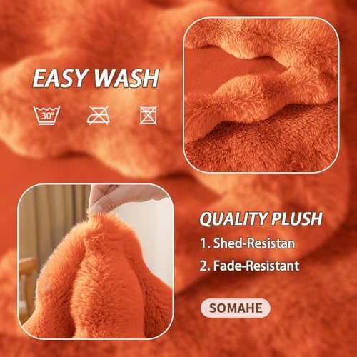 SOMAHE Soft Faux Fur Cat Blanket, Washable, Small 22x18 Vibrant Orange