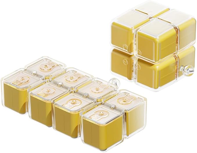 Travel Pill Organizer,Magnetic Cube Cute Pill Box,Pill Compact with 8 Compartment,Vitamin Cases Organizers 7 Day for Vitamins & Supplements(Yellow)