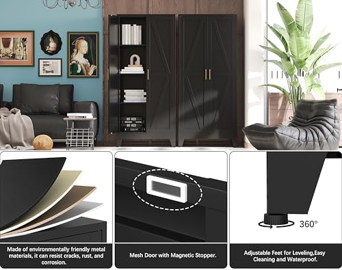 61" H Metal Storage Cabinets,Garage Cabinet,Broom Closet Storage Cabinet,Blue Storage Cabinets,Utility Cabinet