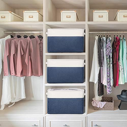 Fabric Storage Bins for Shelves, Rectangle Storage Basket, 3 Pack