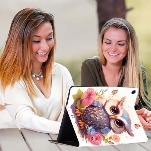 for Samsung Galaxy Tab S9 11" 2023(SM-X710/X716B/X718U) Tablet Case,Premium Leather Folio Stand Auto Wake/Sleep,Multiple Viewing Stand,Flower Owl